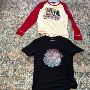 Bundle of 2 Graphic Christmas T-Shirts size medium